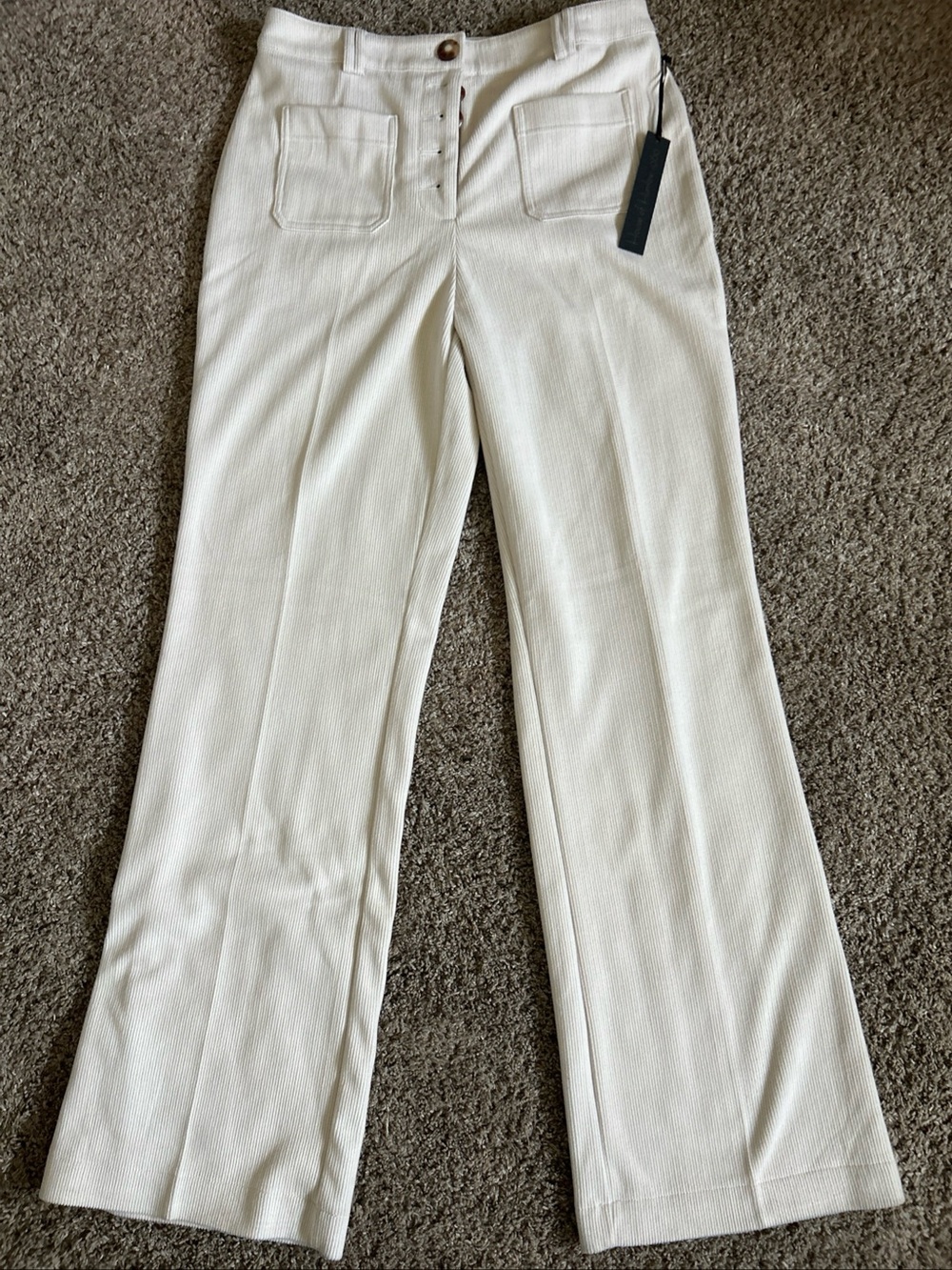 NWT House of Harlow Women's Ivory Wide Leg High Rise Pants Size 10 Cotton Blend